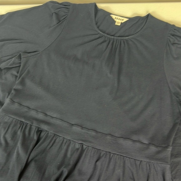 Boden Sz 20/22 Dress Navy Blue Cotton/Modal Jersey Flutter Sleeve Midi Career - Picture 4 of 11